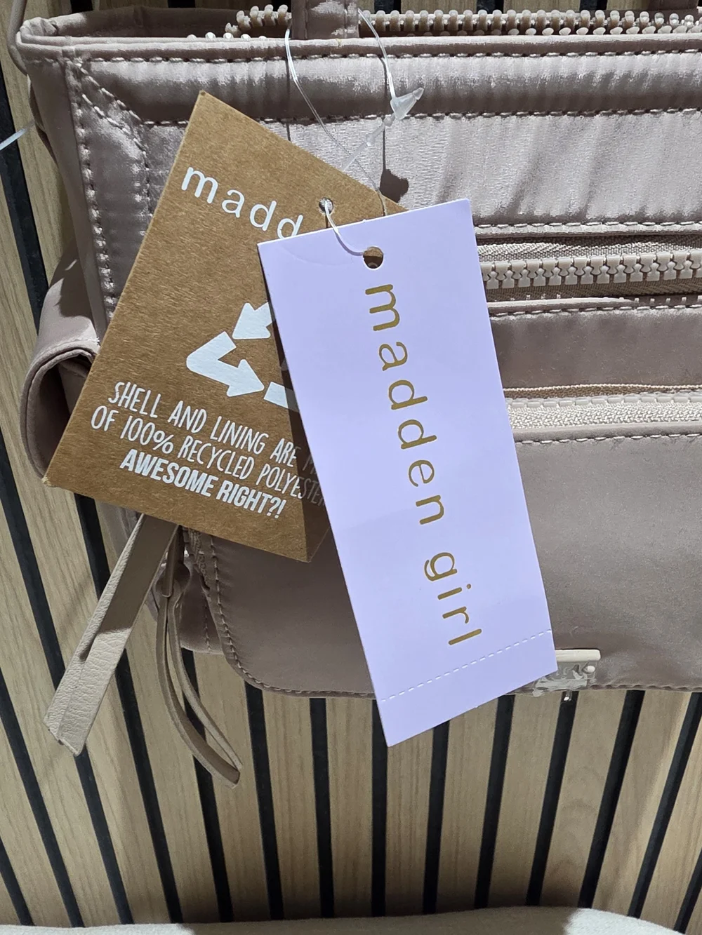 Madden Girl TAUPE Crossbody Mini Tote Bag with Removable Strap